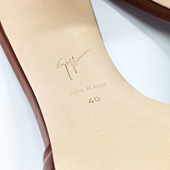 Giuseppe Zanotti Vanilla 85 Knotted Bow Mule Sandals Cacao Size 40 (MSRP $895) - Picture 10 of 11